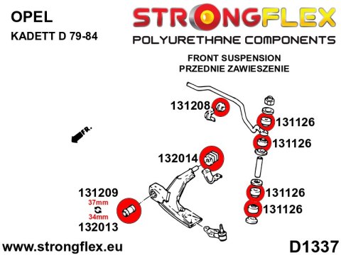 Tuleja wahacza przedniego - przednia 34mm SPORT - Opel / Vauxhall Kadett