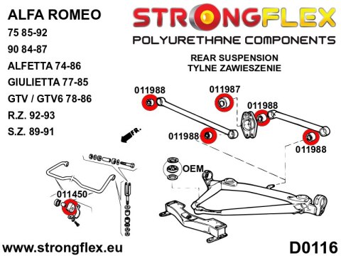 Tuleja łącznika tylnego drążka SPORT - Alfa Romeo 75 / Milano (85-92) type 161 / 162B