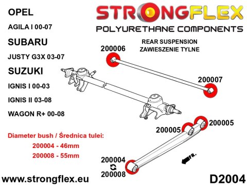 Tuleja wahacza tylnego wzdłużnego - przednia 55mm SPORT - Suzuki Ignis