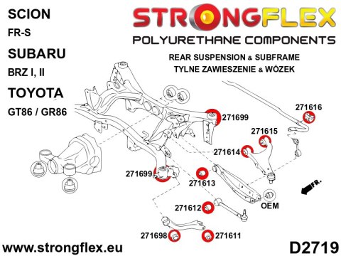 Zestaw tulei tylnego wózka SPORT - Subaru BRZ