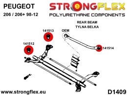 Zestaw tulei tylnej belki SPORT - Peugeot 206 / 206+ (98-12)