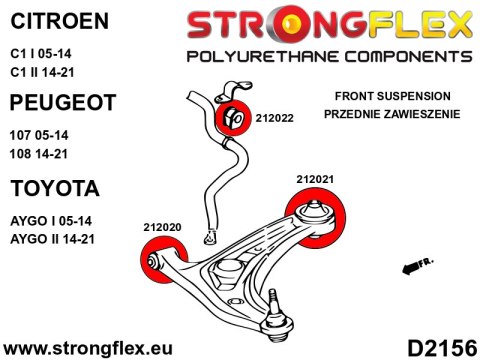 Tuleja wahacza przedniego - tylna - Citroën C1