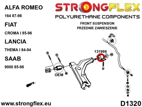 Tuleja wahacza przedniego - tylna SPORT - Saab 9000 (85-98)