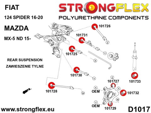 Tuleja wahacza tylnego wleczonego SPORT - Fiat 124 Spider