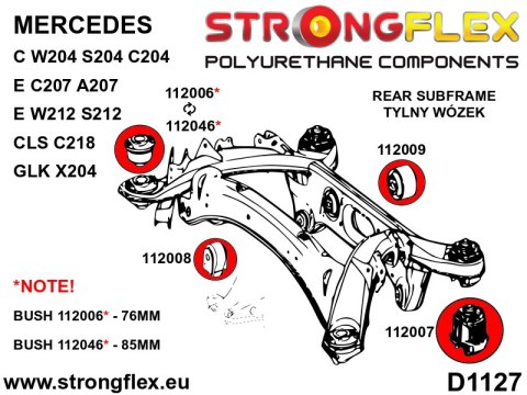 Tuleja tylnego wózka - przednia 85mm SPORT - Mercedes GLK (08-15) X204