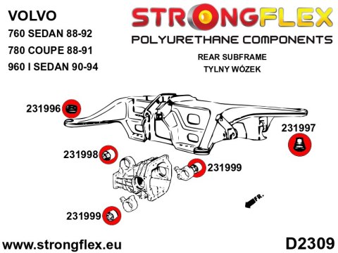 Zestaw tulei tylnego wózka - Volvo Seria 700