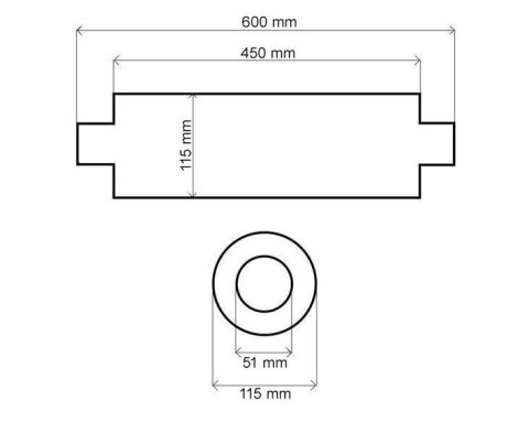 Tłumik Środkowy 51mm TurboWorks RS 409SS 450mm