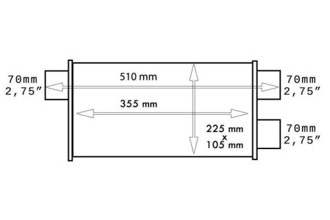 Tłumik Środkowy Tylny 70mm TurboWorks LT 304SS 355mm