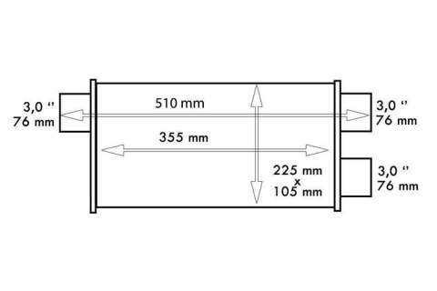 Tłumik Środkowy Tylny 76mm TurboWorks LT 409SS 355mm