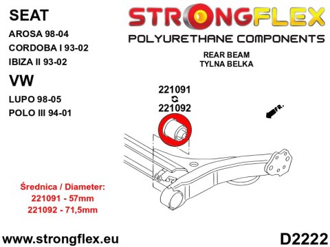 Tuleja belki tylnej 71,5mm SPORT - Seat Córdoba