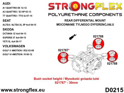 Tuleja tylnego dyferencjału - tylna SPORT - Audi A3 / S3 / RS3