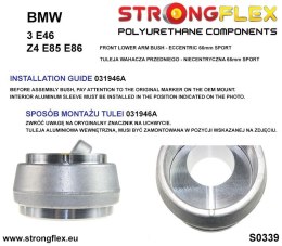 Tuleja wahacza przedniego - niecentryczna 66mm SPORT - BMW Seria 3