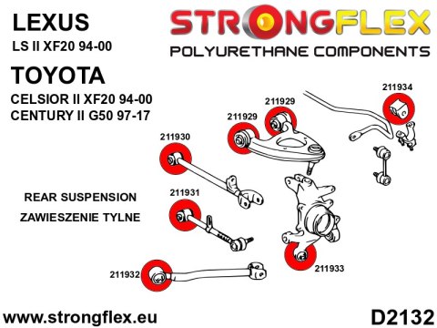 Tuleja wahacza tylnego wleczonego - przednia - Lexus LS
