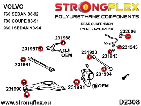 Tuleja łącznika stabilizatora przedniego / tylnego SPORT - Volvo Seria 700