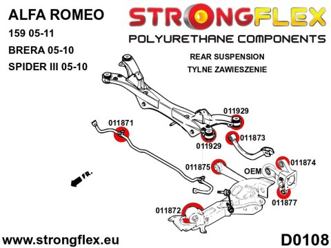 Tuleja wahacza tylnego wleczonego - przednia - Alfa Romeo 159 (05-11) type 939