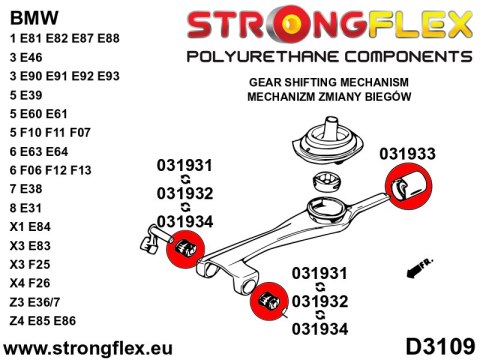 Tuleja wspornika drążka zmiany biegów - przednia (owalna) 14mm SPORT - BMW Seria 1
