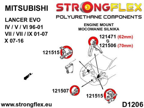 Tuleja mocowania przedniego dyferencjału 70mm - Mitsubishi Lancer Evolution