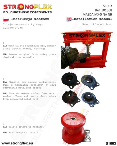 Tuleja mocowania tylnego dyferencjału SPORT - Mazda MX-5 / Miata / Roadster