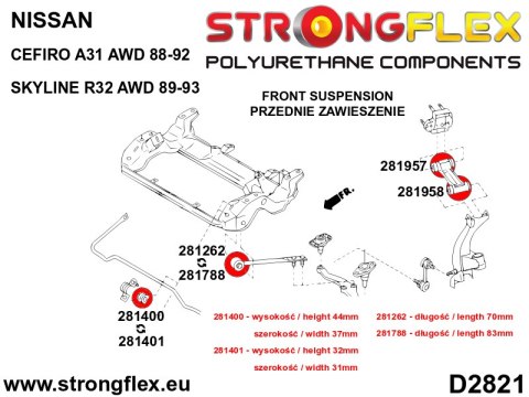 Tuleja przedniego drążka reakcyjnego SPORT - Nissan 300ZX