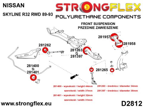 Tuleja przekładka łącznika stabilizatora przedniego SPORT - Nissan S-chassis (180SX / 200SX / 240SX / Silvia)