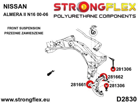 Tuleja przekładka łącznika stabilizatora przedniego i tylnego - Nissan 100NX (90-96) B13