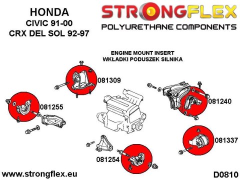Wkładki lewej dolnej poduszki silnika - Acura Integra