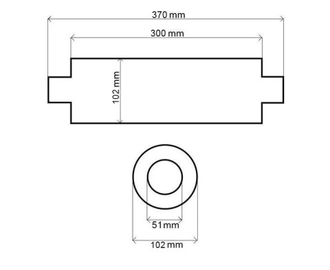 Tłumik Środkowy 51mm TurboWorks 304SS 300mm