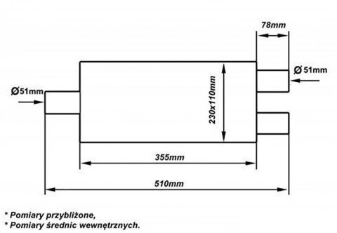 Tłumik Środkowy 51mm TurboWorks LT 409SS 355mm